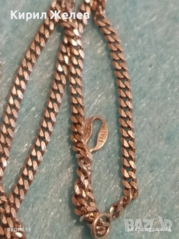 Сребърно колие плетка Кубинска верига майсторска ръчна изработка 39775, снимка 2 - Колиета, медальони, синджири - 52895624