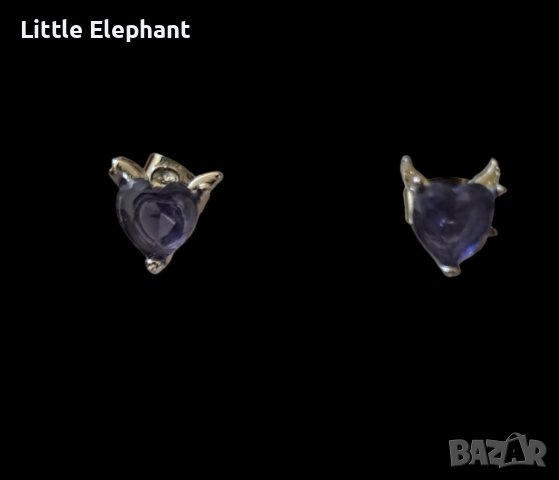 Сребърни обеци Пандора"Angel and devil",purple/нови