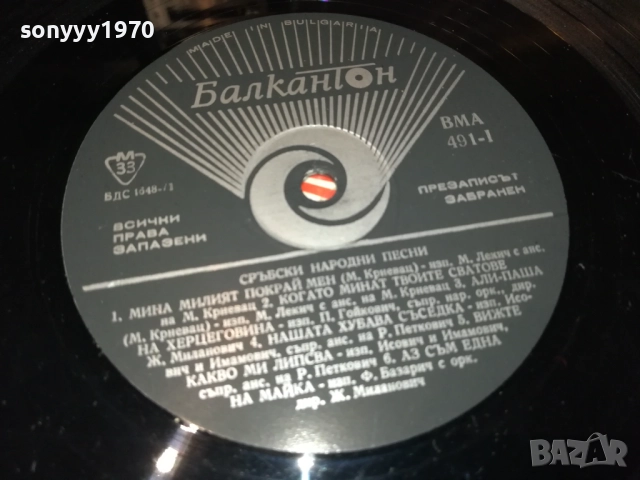 СРЪБСКИ НАРОДНИ ПЕСНИ 0311251930, снимка 14 - Грамофонни плочи - 52281684