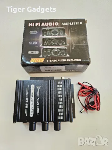 AK270 Mini Stereo Amplifier – 2-канален аудио усилвател с 3.5mm AUX, Bass и Treble, снимка 2 - Ресийвъри, усилватели, смесителни пултове - 56113164