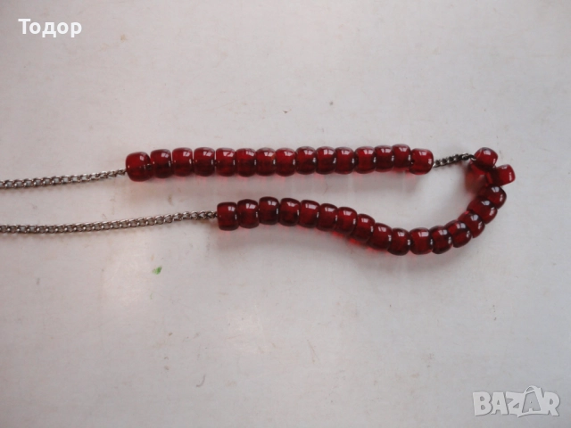 Стара броеница с червени камъни , снимка 2 - Други ценни предмети - 52838650