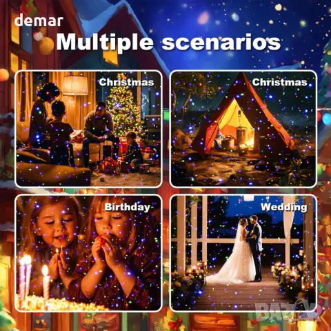 Ruiqas Лазерен проектор Звездно небе, 7 режима, 3 цвята, дистанционно, снимка 4 - Декорация за дома - 49311891