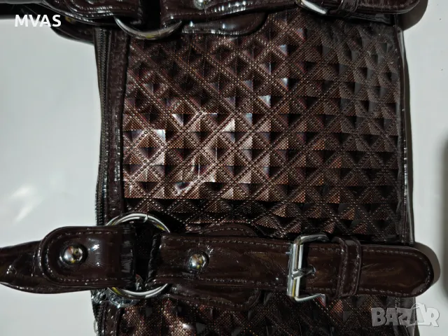 Нова дамска кафява лачена чанта за ръка с етикети есенна чанта , снимка 4 - Чанти - 48262694