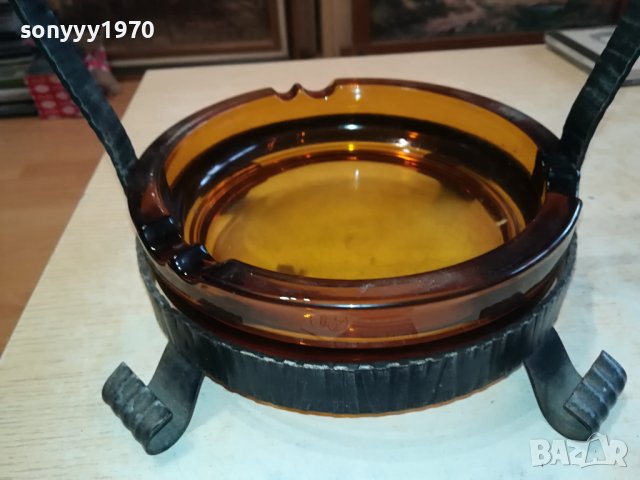 ПЕПЕЛНИК-МЕТАЛ И СТЪКЛО-ВНОС ГЕРМАНИЯ 2602240822, снимка 3 - Антикварни и старинни предмети - 44470860