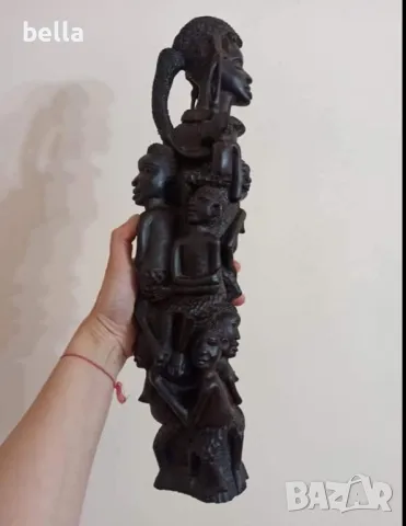 Африканска  фигурална скулптура-Дървото на живота,10  фигури черно африканско дърво абанос 