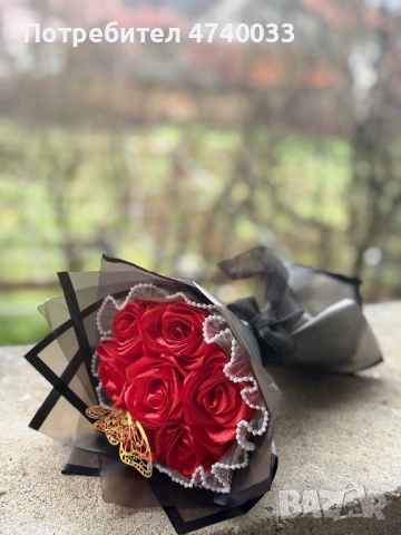 Вечен букет от сатенени рози на специална цена , снимка 3 - Подаръци за жени - 53699091
