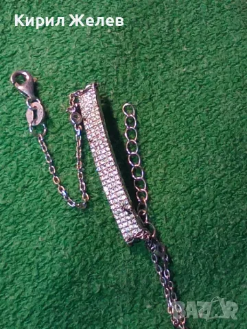 СТИЛНА КРИСТАЛНА СРЕБЪРНА ГРИВНА СРЕБРО 925 с БЯЛА ПОЗЛАТА 45697, снимка 14 - Гривни - 46270121
