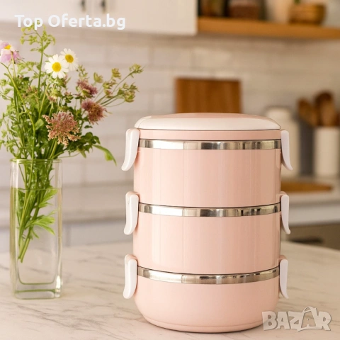 Ефективна и практична тройна кутия за съхранение на храна  , снимка 4 - Кутии за храна - 53776443