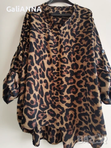 СТРАХОТНА ТУНИКА ЕФЕКТЕН ПРИНТ 4XL-5XL, снимка 2 - Туники - 51009975
