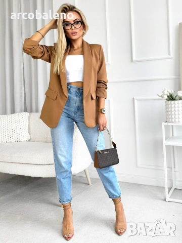 Елегантно дамско сако с драпирани ръкави, модерно и стилно, 10цвята , снимка 2 - Сака - 53245919