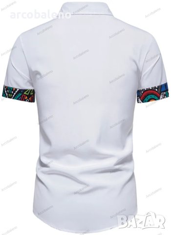Мъжка лятна модна риза с къси ръкави и цветни блокове, 2цвята, снимка 4 - Ризи - 41309222