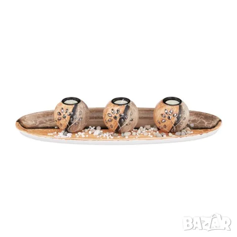 Комплект свещник декорация за маса, Декоративни камъни свещи