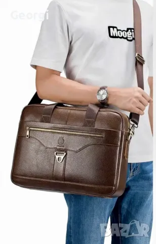 Кафява Елегантна и Дизайнерска бизнес чанта SCHLATUM* (куфарче за лаптоп 15”), снимка 12 - Чанти - 49280853