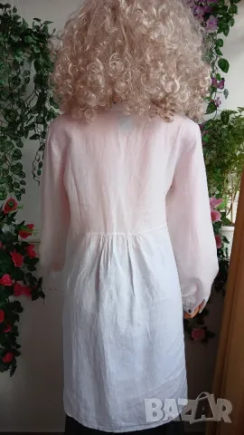 Бяла ленена риза с тъмно лилави орнаменти, снимка 9 - Ризи - 47013229