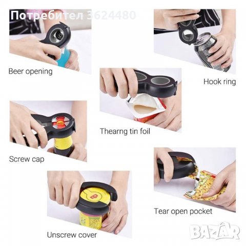 Мултифункционална отварачка 6 в 1 от TPR каучук, снимка 3 - Други стоки за дома - 39983358