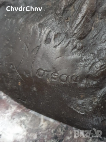 77см-43кг Moreau статуетка-композиция/голяма стара френска скулптура/фигура на ловец с кучета-хрътки, снимка 17 - Статуетки - 53483466