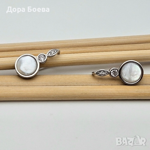 Сребърни обеци: "Мелия", снимка 4 - Обеци - 52323493