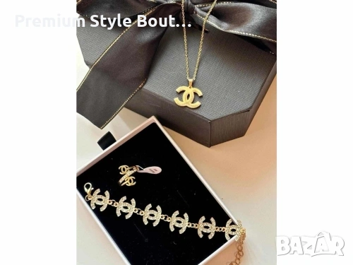 комплект колие,обеци и гривна от медицинска стомана chanel 