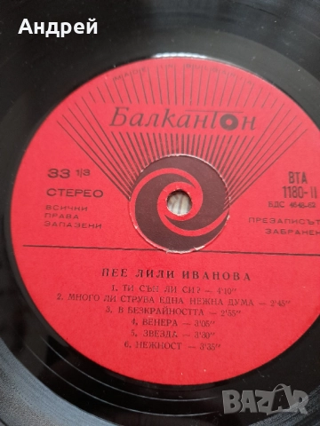 Грамофонна плоча Лили Иванова Танго, снимка 6 - Грамофонни плочи - 52514235