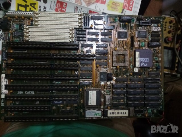 Платка Intel 386DX дъно с процесор стар ретро компютър, снимка 1 - Дънни платки - 41163342
