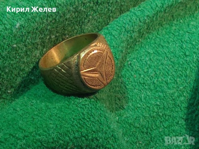 Стар Бронзов ПРЪСТЕН с ЕМБЛЕМАТА на МЕРЦЕДЕС БЕНЦ Ръчна МАЙСТОРСКА ИЗРАБОТКА ПОЗЛАТА 6196, снимка 2 - Антикварни и старинни предмети - 33370973