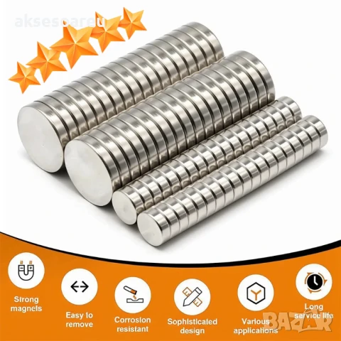 10 бр. Супер силни нови неодимови дискови малки 25 х 2 мм. мощни магнити за хладилник и офис магнит, снимка 18 - Други инструменти - 50524133