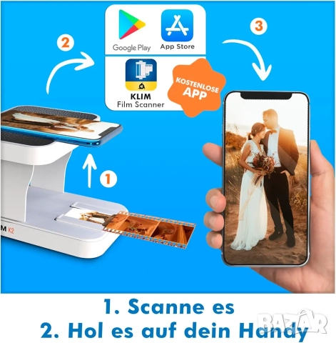 Мобилен скенер за телефон за 35 мм филми и диапозитиви с LED подсветка, KLIM K2, снимка 3 - Принтери, копири, скенери - 52516629