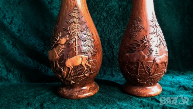 Вази с ловни мотиви -Елени, снимка 2 - Други ценни предмети - 51359911