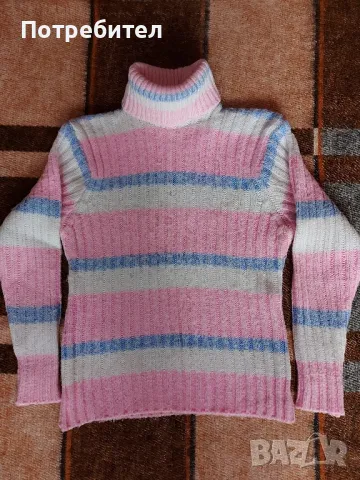 Зимен пуловер с поло яка XS-S, снимка 1