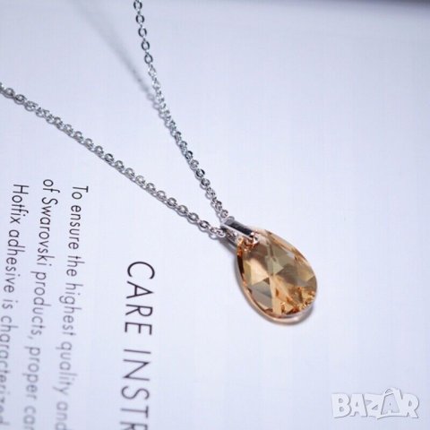 Фино колие с фасетиран цитрин, снимка 4 - Колиета, медальони, синджири - 42539855