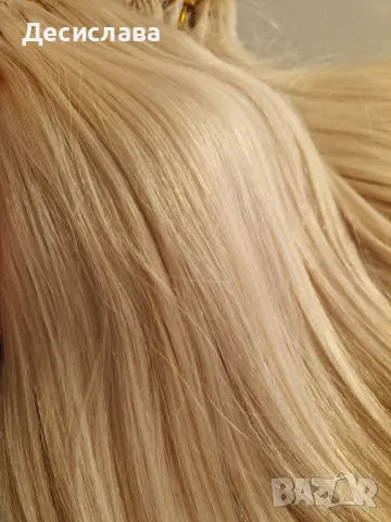 Естествена плътна коса висок клас светлоруса. Цена за 100 грама, снимка 4 - Аксесоари за коса - 48844075