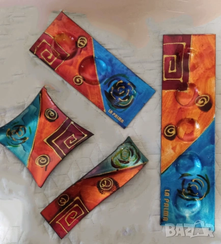 Колекция от плато, свещник, чиния и декорация от топено стъкло La Palma Испания-нови, снимка 4 - Декорация за дома - 53417535