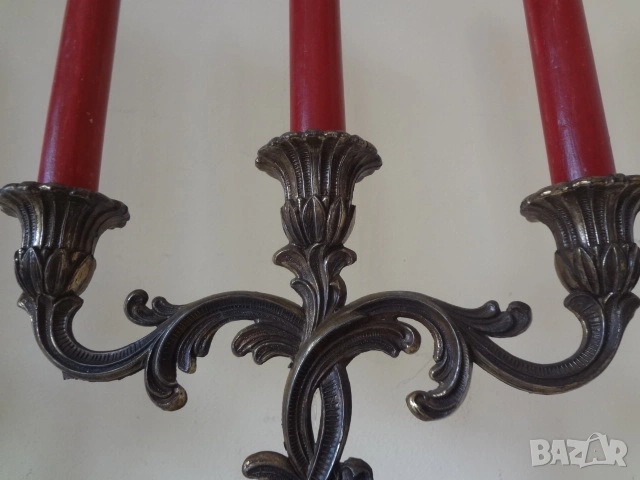 Комплект от 2 бр. бронзови свещника от Германия, снимка 9 - Антикварни и старинни предмети - 53740571