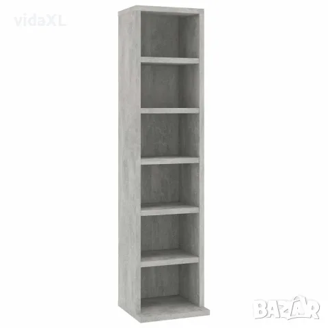 vidaXL Етажерка за дискове, бетонно сива, 21x20x88 см, инженерно дърво