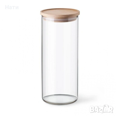 Стъклен буркан за съхранение с бамбуков капак различни размери, снимка 5 - Кутии за съхранение - 53641800