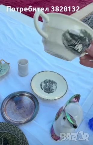 сет за супа - купа с две дръжки и подложна чиния, антикварен, снимка 10 - Антикварни и старинни предмети - 50818463