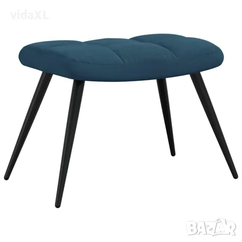 vidaXL Релаксиращ стол с табуретка, син, кадифе, снимка 8 - Столове - 56146913