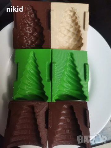 3D фуния спираловидна елха елхичка шишарка 2 части пластмасова форма тесто сладки елхички бисквити, снимка 3 - Форми - 48295163