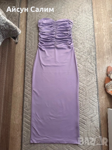 ZARA  рокля без презрамки – пастелно лилава, снимка 3 - Рокли - 53576987