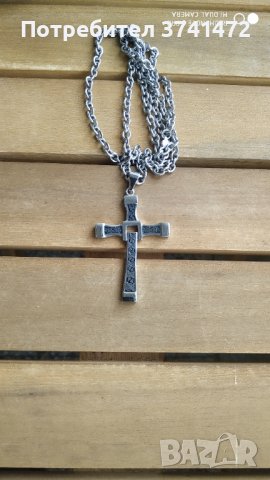 Колие с кръст, висулка с цвят черно и металик, снимка 3 - Колиета, медальони, синджири - 40804808