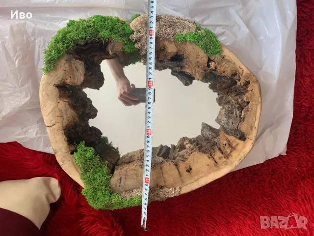 Огледало под формата на сърце от дърво и скандинавски мъх авторско, снимка 3 - Декорация за дома - 49959367