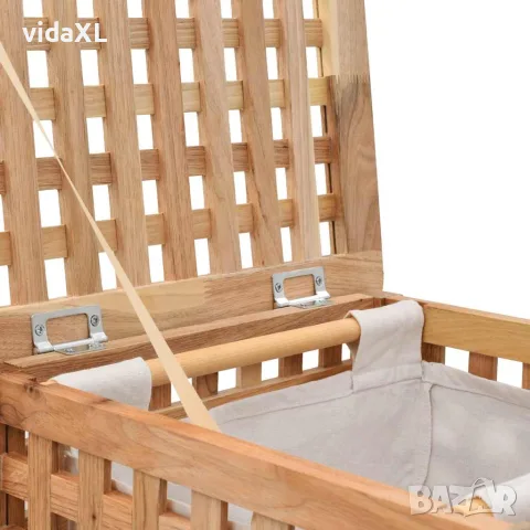 vidaXL Кош за пране 39x39x65 см масивно орехово дърво, снимка 3 - Сушилници - 56146465
