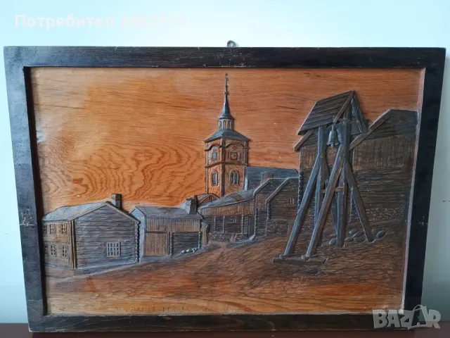 Ole Bukkvoll !Антикварна подписана дърворезба от началото на 20-ти век, снимка 2 - Антикварни и старинни предмети - 49135424