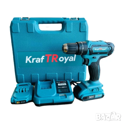 Винтоверт Kraft Royal, Акумулаторен, Ударен, 25 части, Зелен, 36VDC, 6Ah, 42Nm, К-т