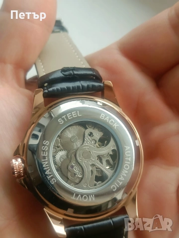 НОВ Мъжки автоматичен часовник Rose Gold, снимка 5 - Мъжки - 53529886
