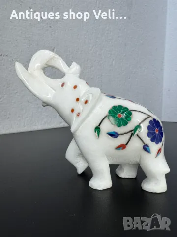 Мраморно слонче с естествени минерали №6956 , снимка 1