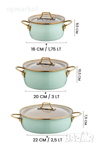 Комплект тенджери Bonera Vintage 6 части, снимка 4 - Съдове за готвене - 47841078