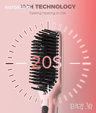 MEGAWISE KL-1025 керамична йонна четка 2-в-1 за изправяне и разплитане на коса с регулируема темпера, снимка 5 - Маши за коса - 50978908