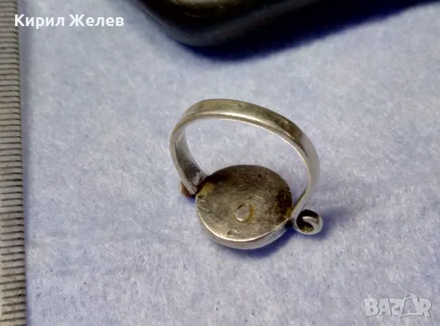 СТАР РЕТРО АРТ СЕДЕФЕН СРЕБЪРЕН ПРЪСТЕН СРЕБРО ВИСОКА ПРОБА с РЪЧНО ИНКРУСТИРАН СЕДЕФ 47160, снимка 9 - Антикварни и старинни предмети - 50136456