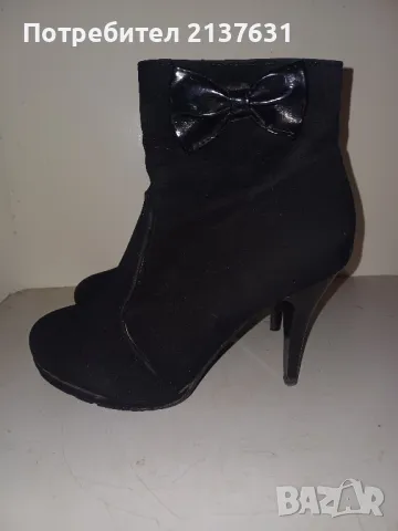 ДАМСКИ  ВЕЛУРЕНИ ЧЕРНИ БОТИ  - N 36, снимка 5 - Дамски боти - 48398136